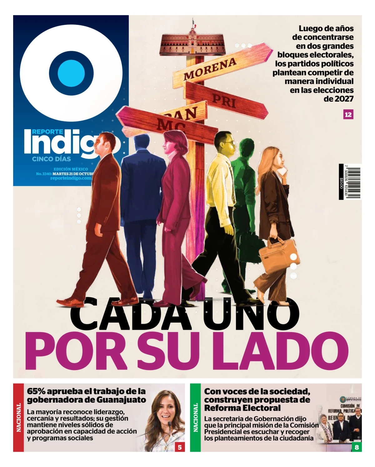 Portada de Reporte Indigo Nacional del martes, 21 de octubre de 2025