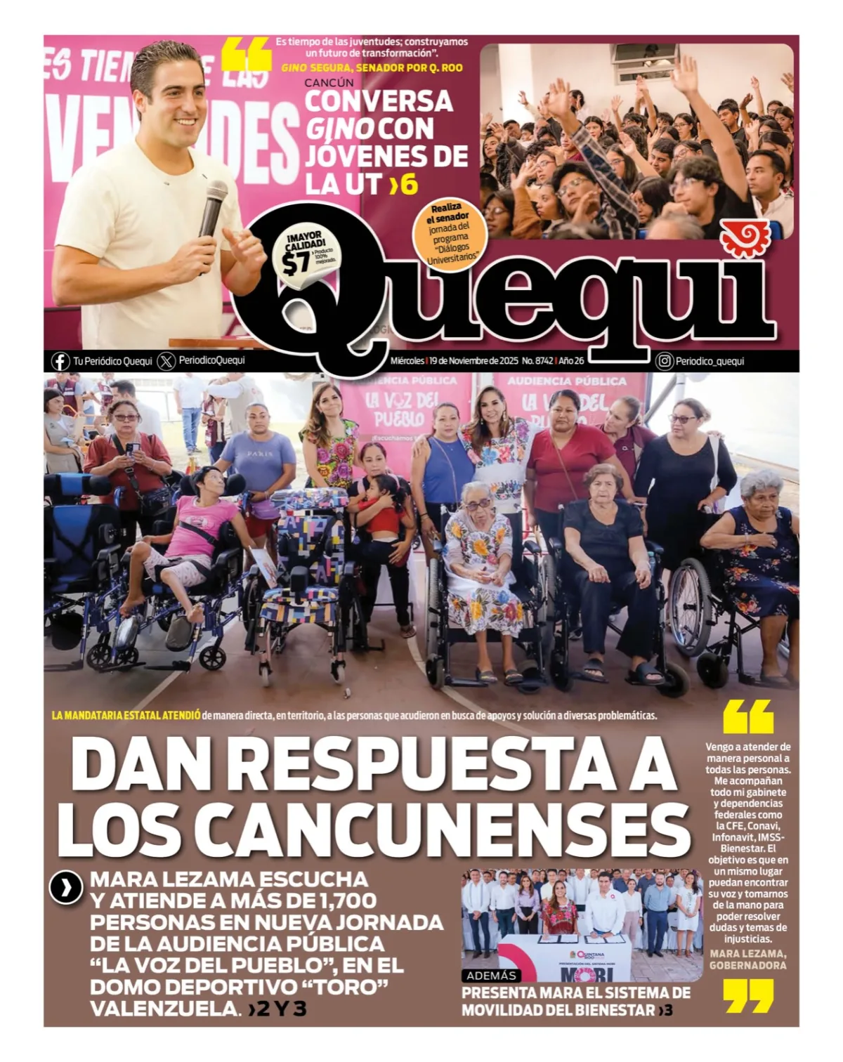 Portada de Quequi del miércoles, 19 de noviembre de 2025