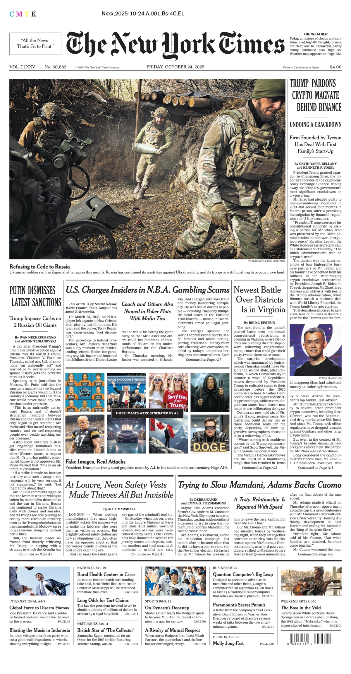 Portada de The New York Times (new York) del viernes, 24 de octubre de 2025