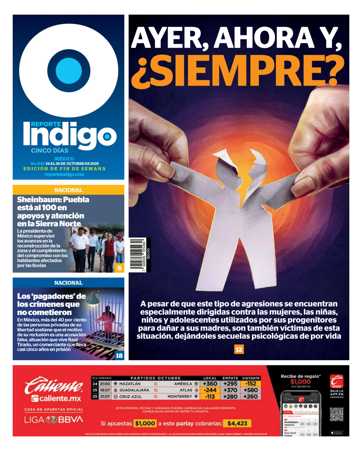 Portada de Reporte Indigo Nacional del viernes, 24 de octubre de 2025