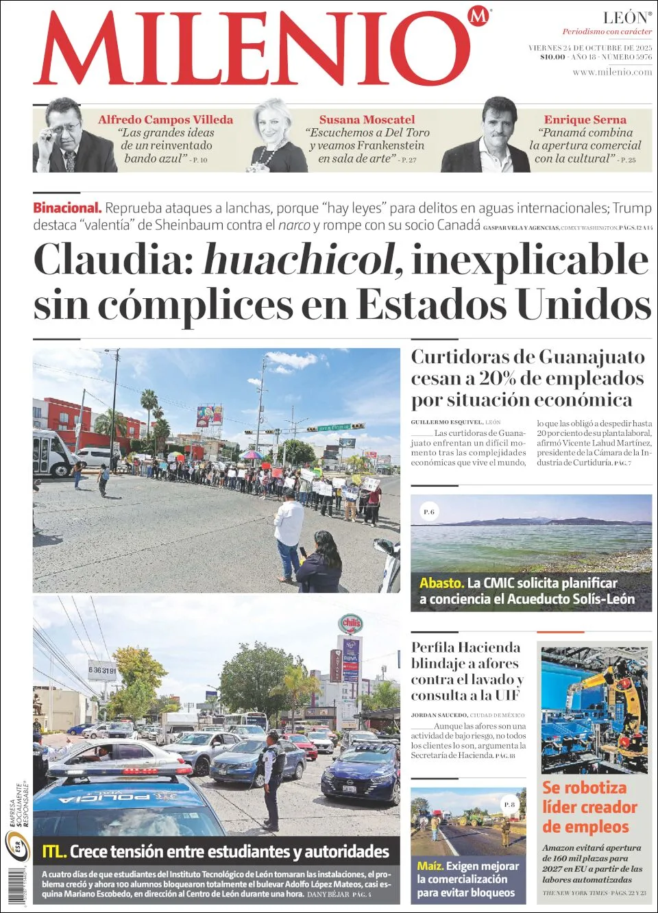 Portada de Milenio Leon del viernes, 24 de octubre de 2025