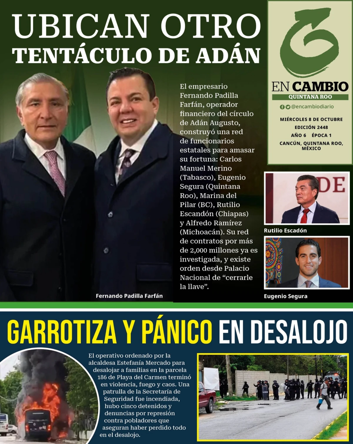 Portada de En Cambio - Quintana Roo (contraportada) del miércoles, 8 de octubre de 2025