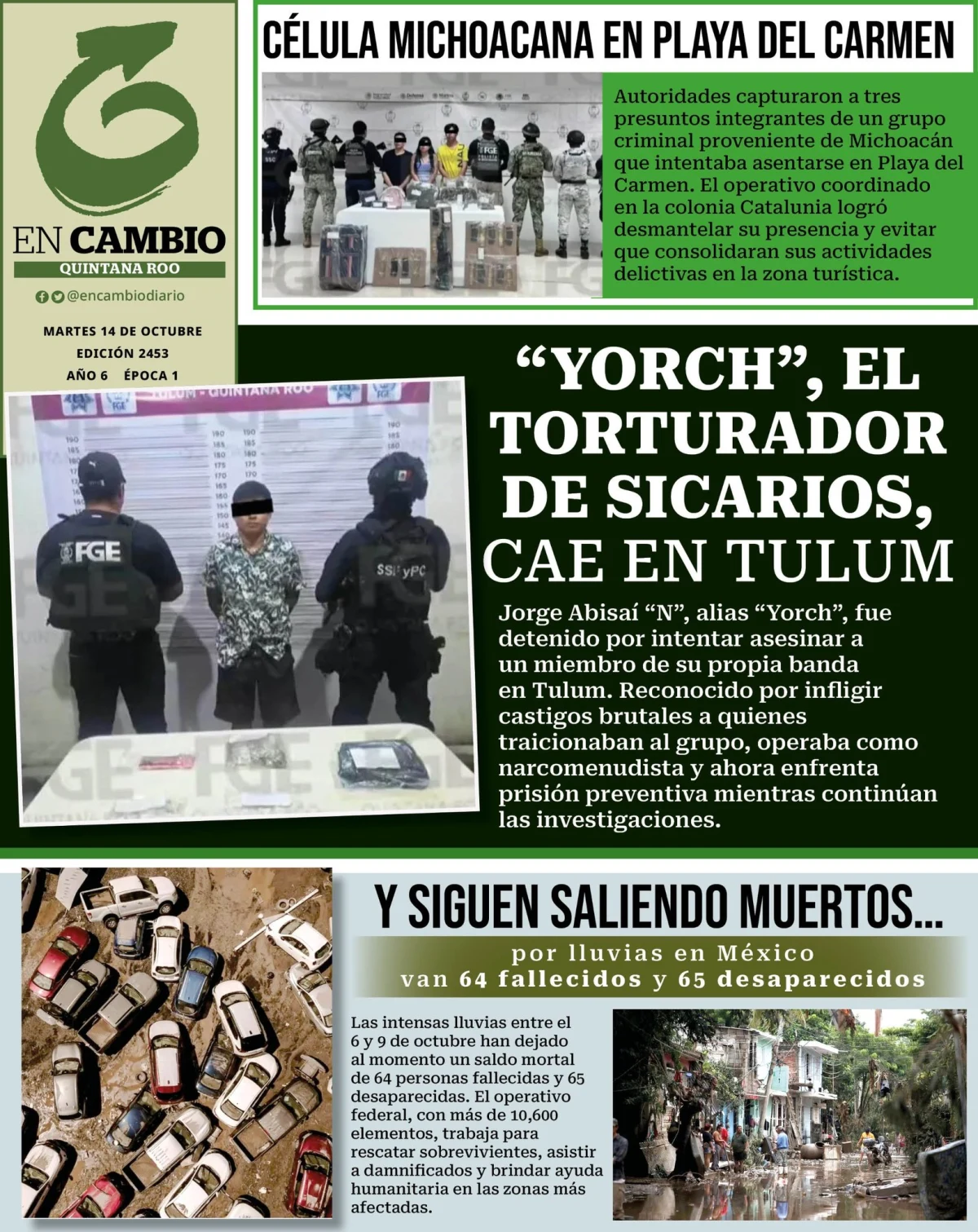 Portada de En Cambio - Quintana Roo (contraportada) del martes, 14 de octubre de 2025
