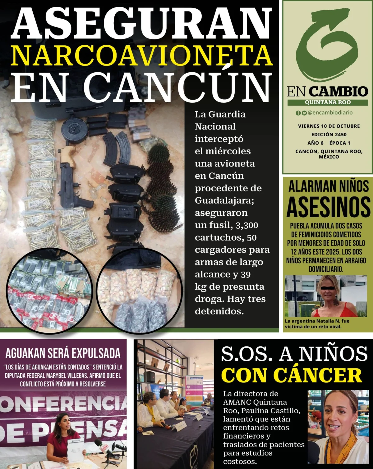 Portada de En Cambio - Quintana Roo (contraportada) del viernes, 10 de octubre de 2025