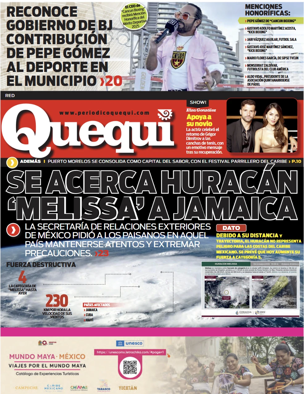 Portada de Quequi (contraportada) del lunes, 27 de octubre de 2025
