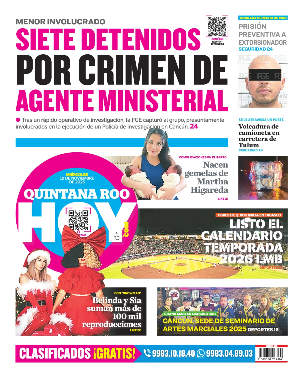 Portada de Quintana Roo Hoy (contraportada)