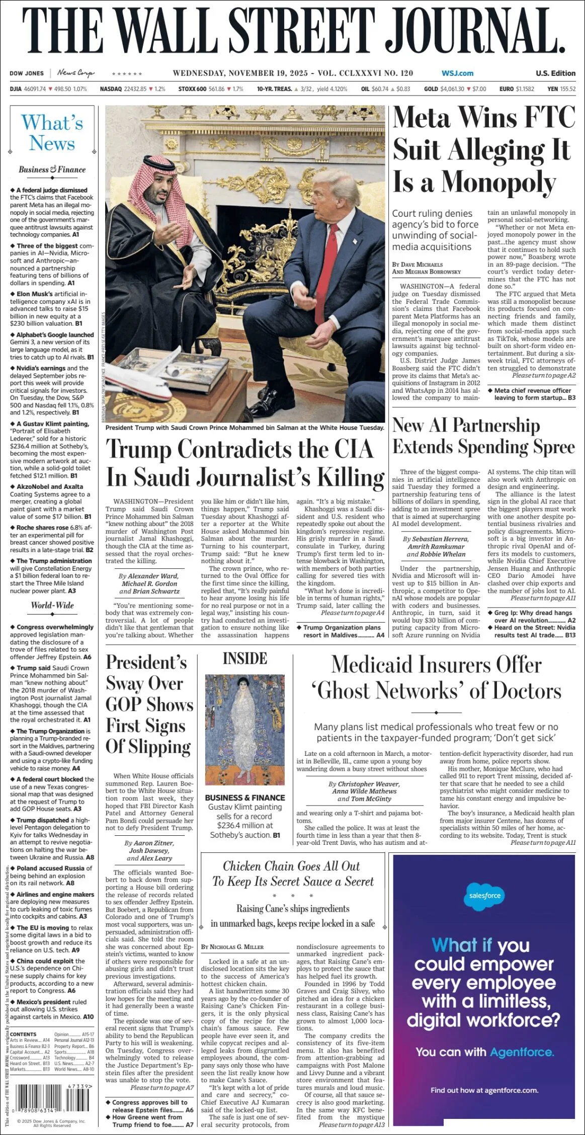 Portada de The Wall Street Journal