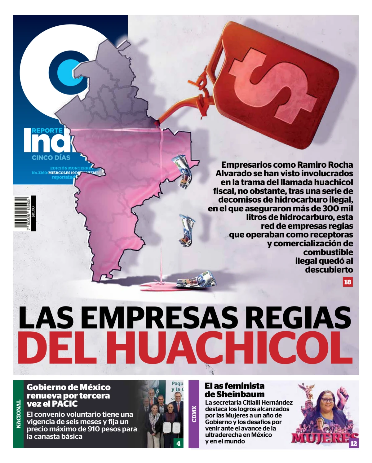Portada de Reporte Indigo Monterrey del miércoles, 19 de noviembre de 2025