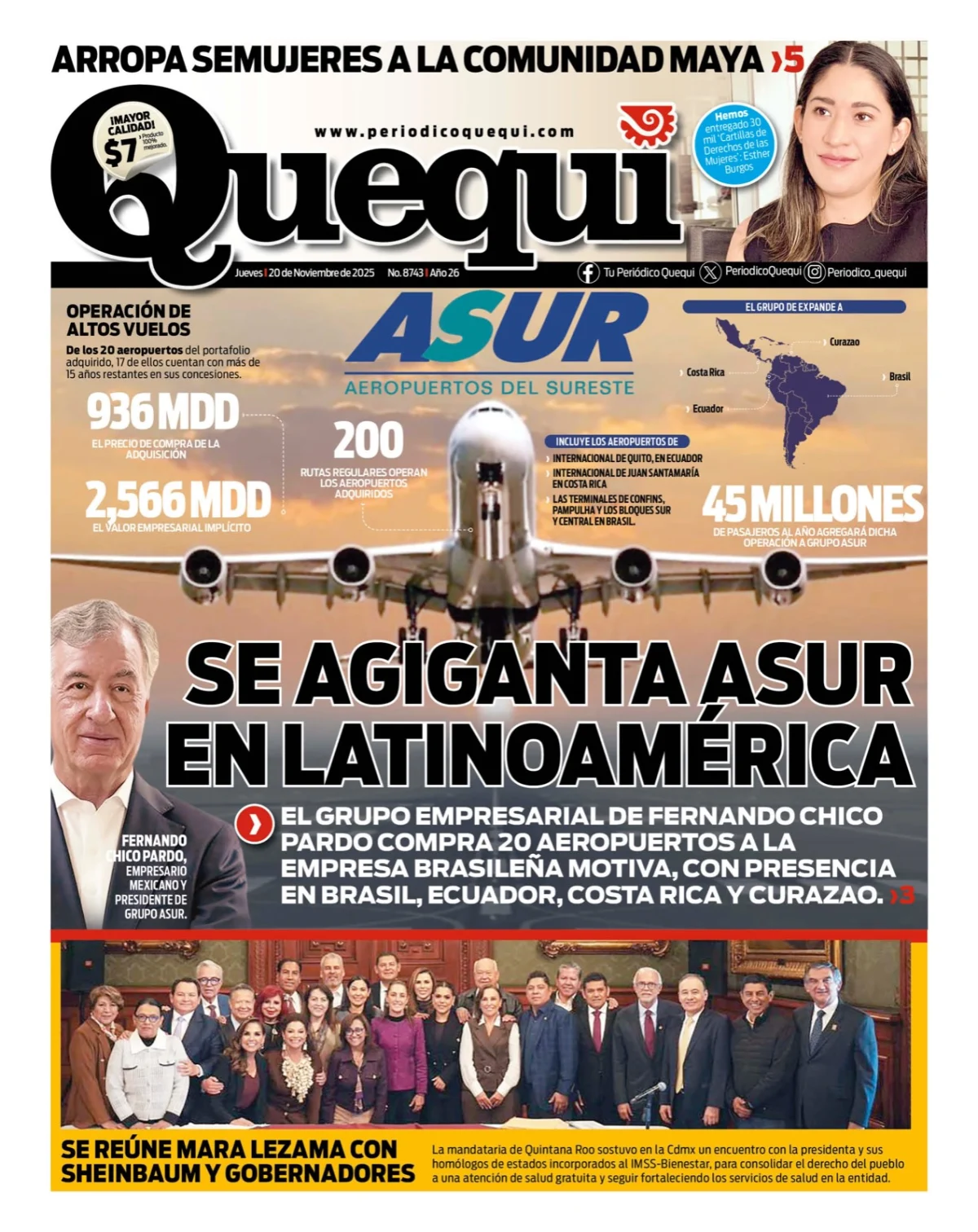 Portada de Quequi del jueves, 20 de noviembre de 2025