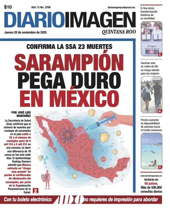 Portada de Diario Imagen Quintana Roo del jueves, 20 de noviembre de 2025