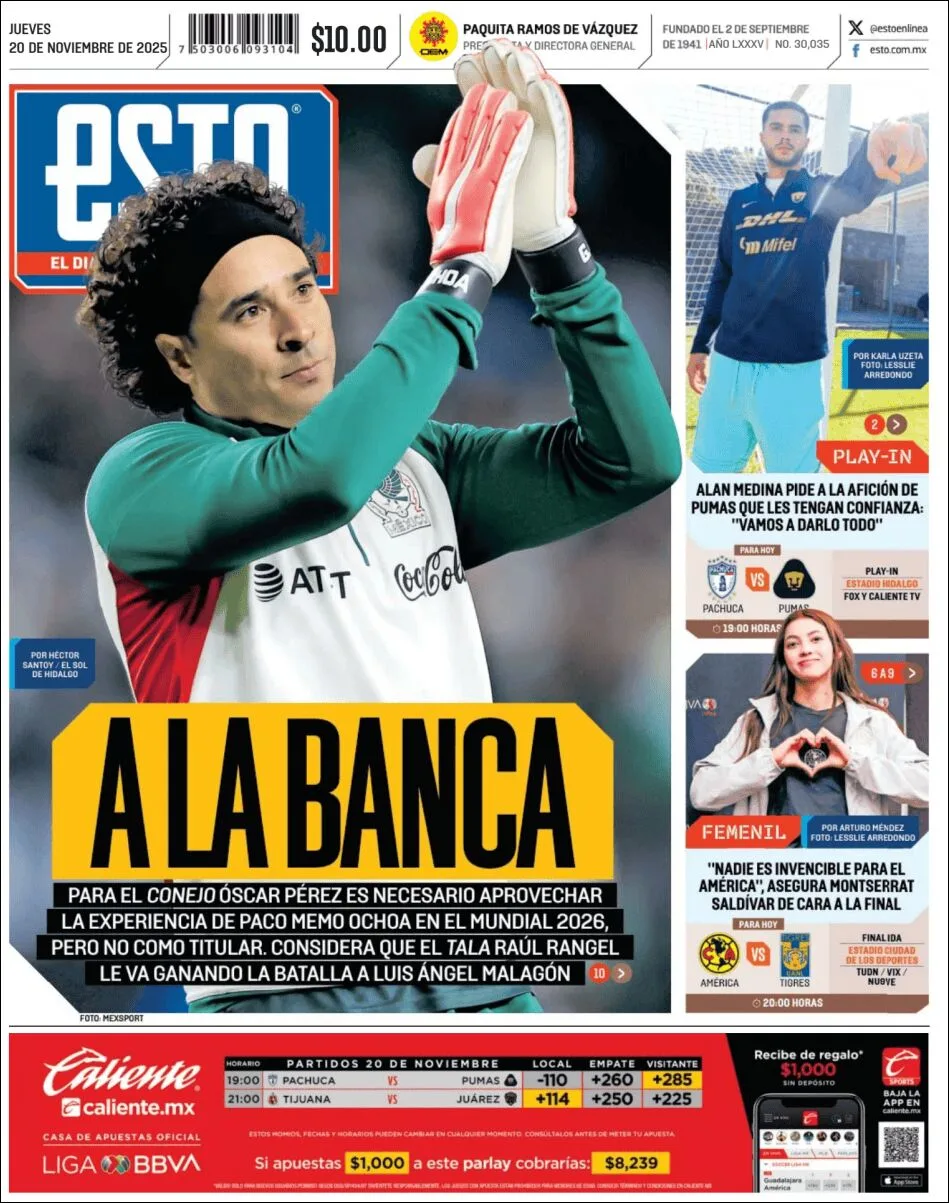 Portada de Esto del jueves, 20 de noviembre de 2025