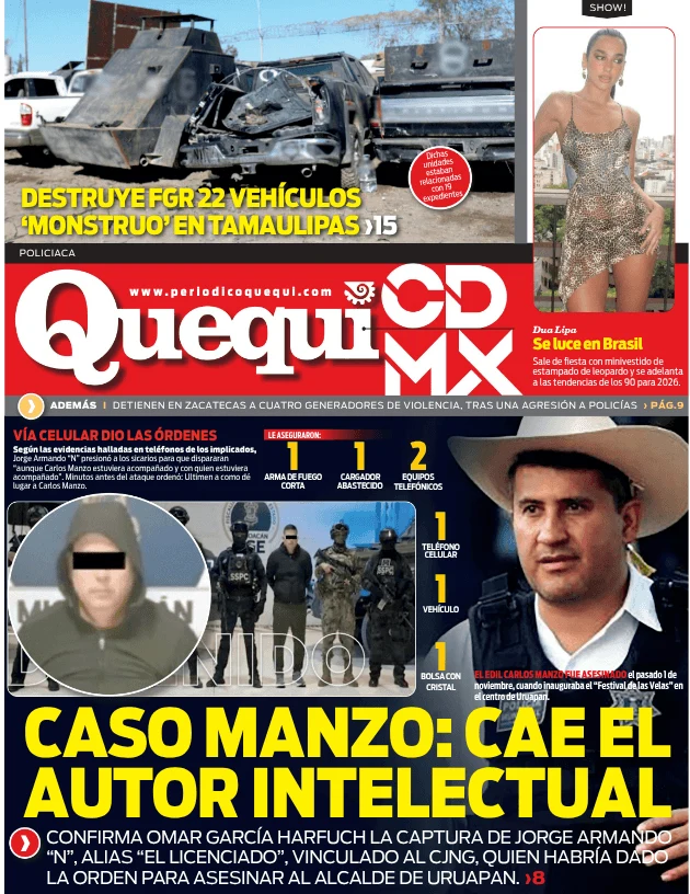 Portada de Quequi CDMX (contraportada) del jueves, 20 de noviembre de 2025