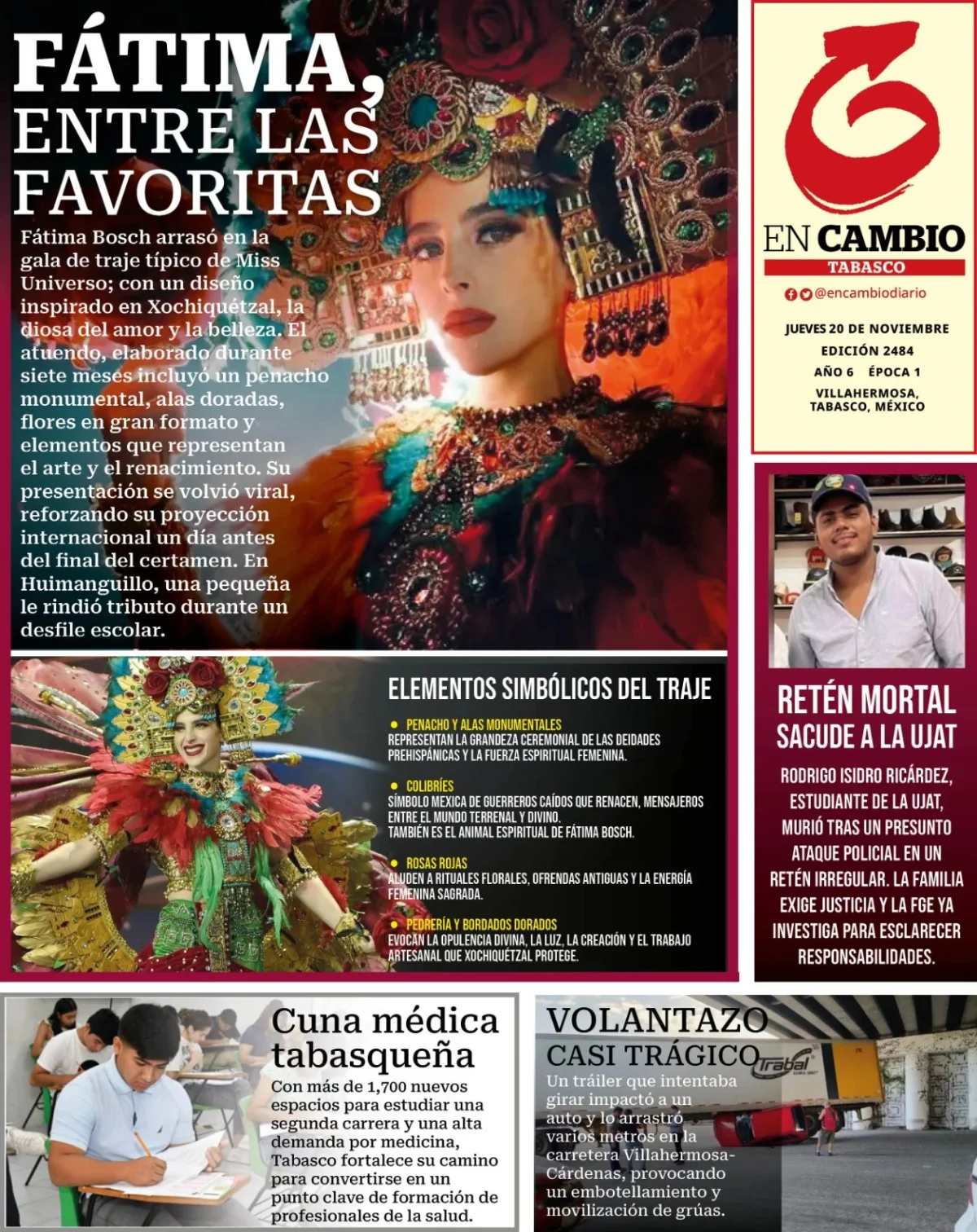 Portada de En Cambio - Tabasco (contraportada) del jueves, 20 de noviembre de 2025