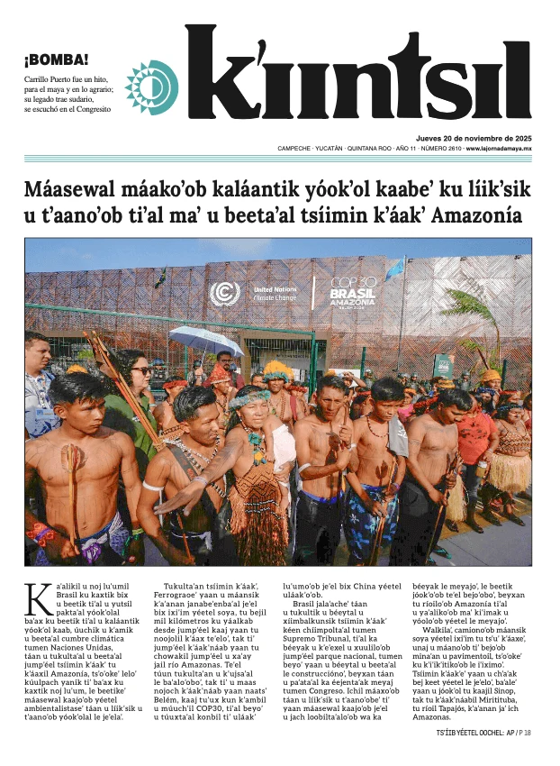 Portada de La Jornada - Kiintsil del jueves, 20 de noviembre de 2025
