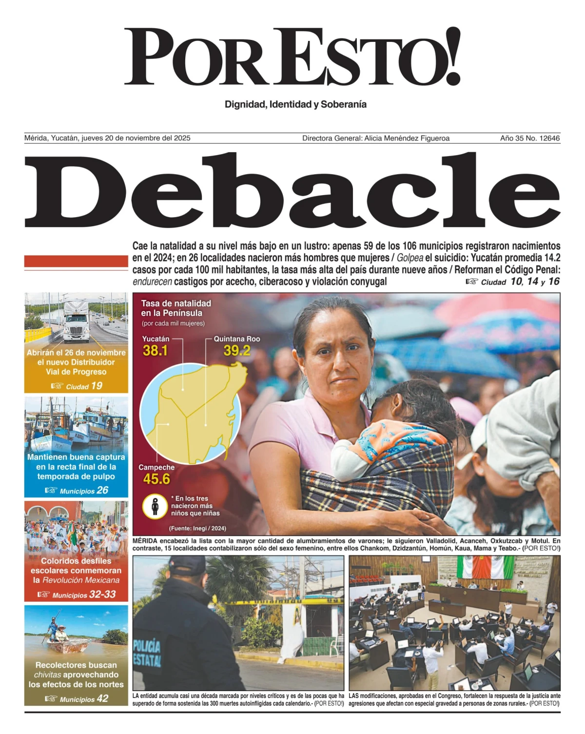 Portada de Por Esto (merida, Yucatan) del jueves, 20 de noviembre de 2025