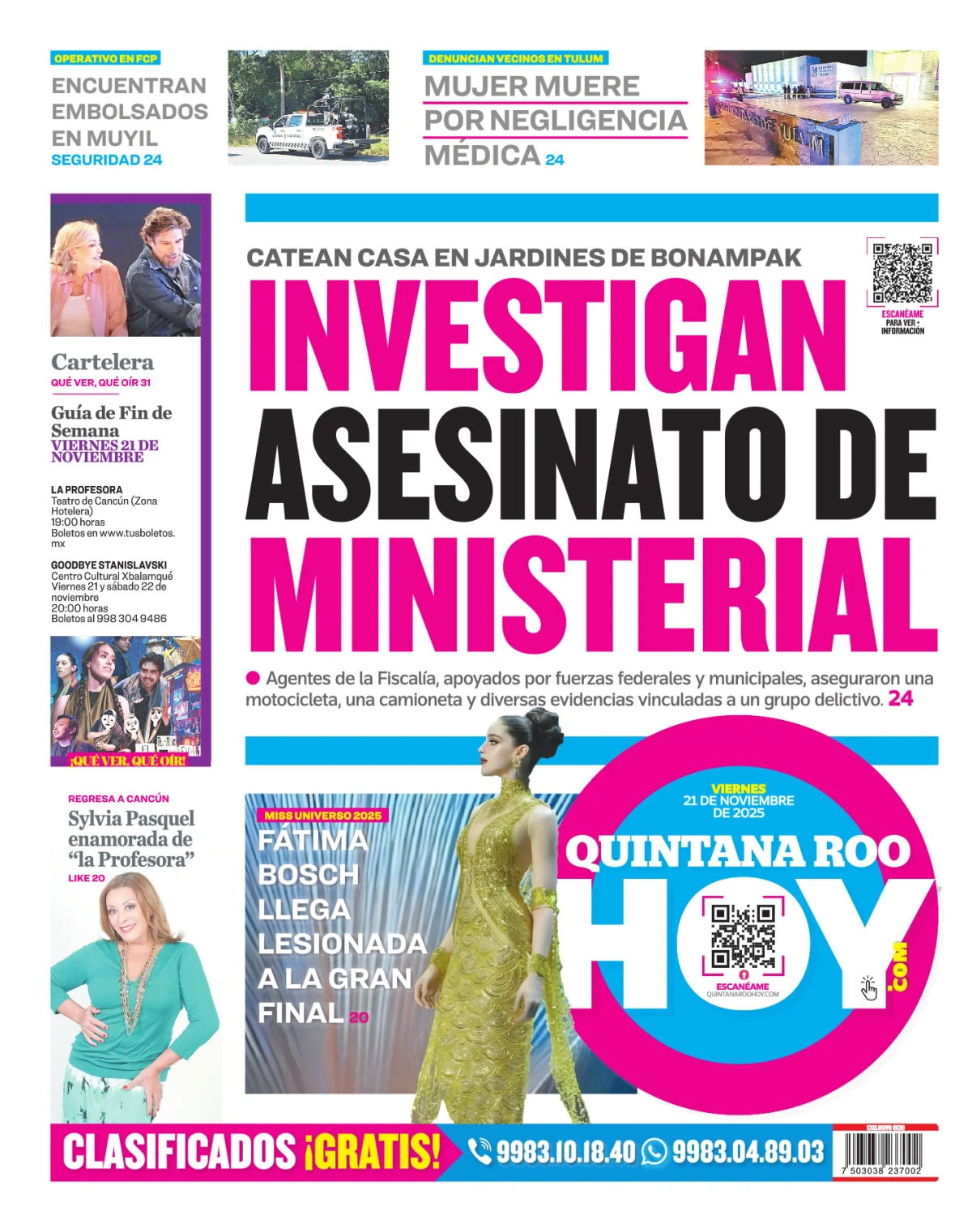 Portada de Quintana Roo Hoy (contraportada)