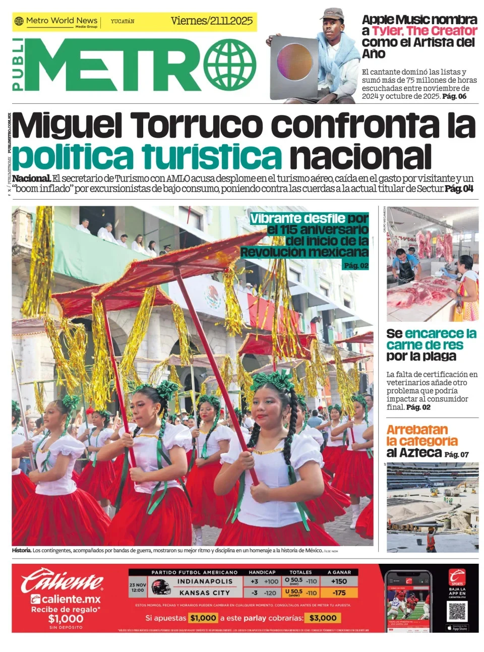 Portada de Publimetro Merida del viernes, 21 de noviembre de 2025