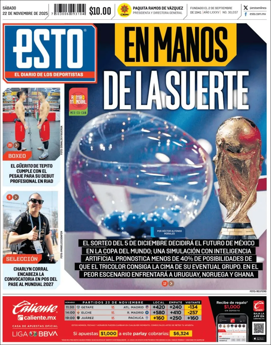 Portada de Esto del sábado, 22 de noviembre de 2025