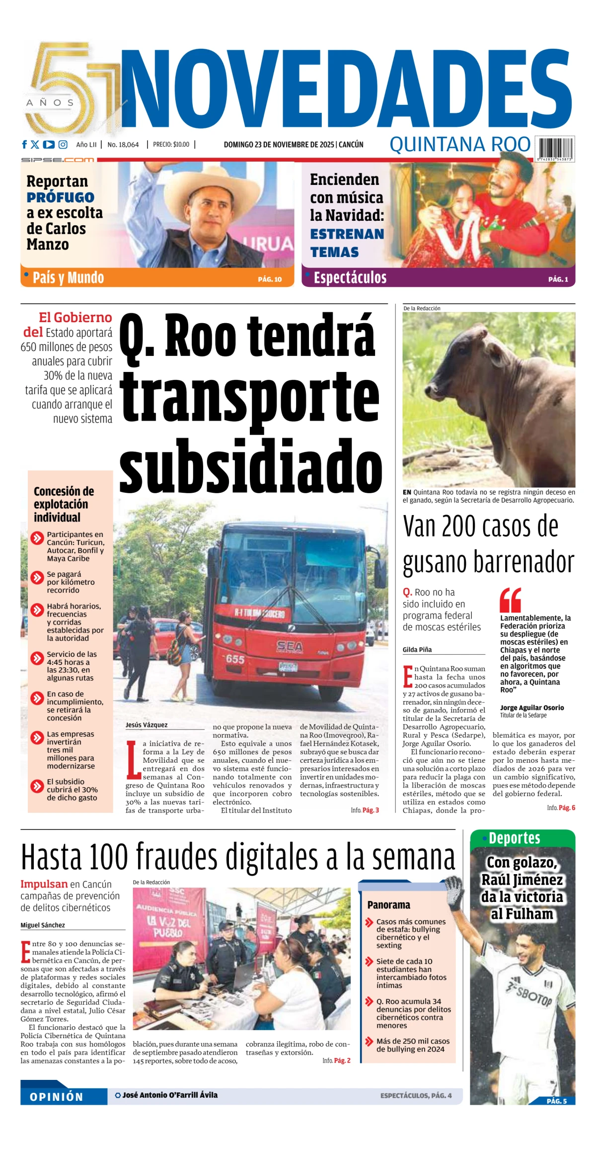 Portada de Novedades Quintana Roo