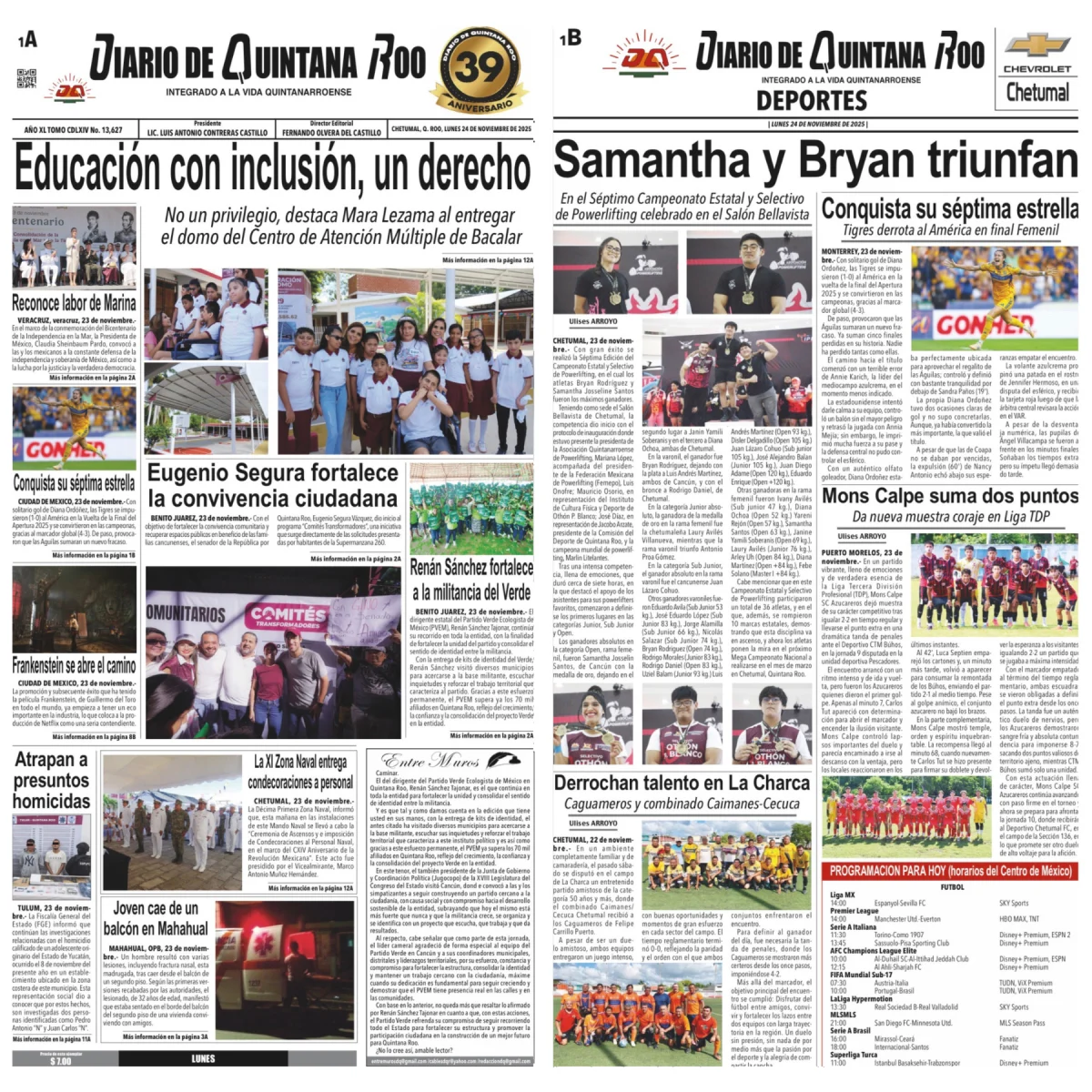 Portada de Diario de Quintana Roo (portada)