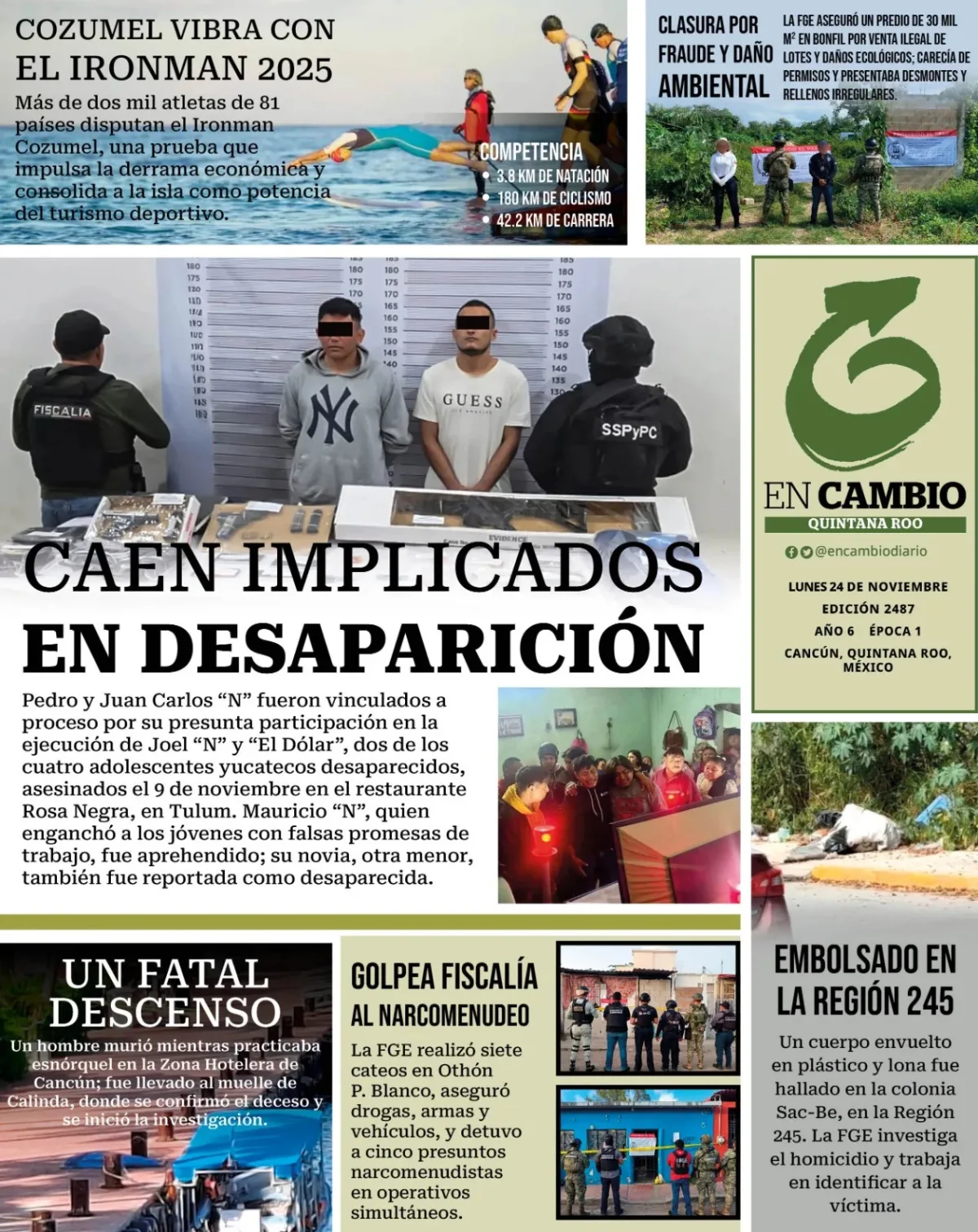 Portada de En Cambio - Quintana Roo (contraportada) del lunes, 24 de noviembre de 2025
