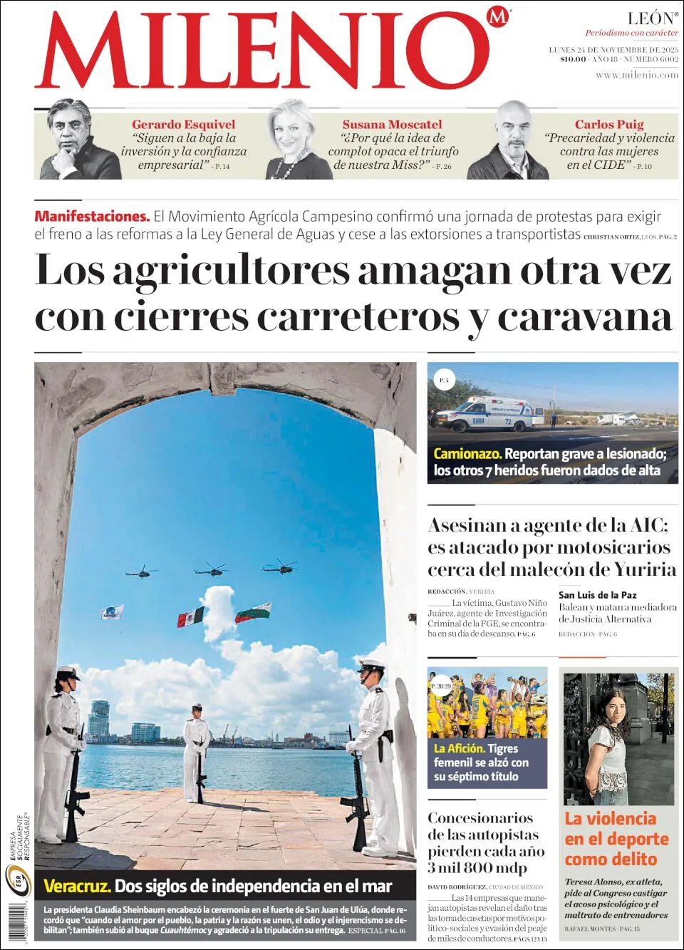 Portada de Milenio Leon del lunes, 24 de noviembre de 2025