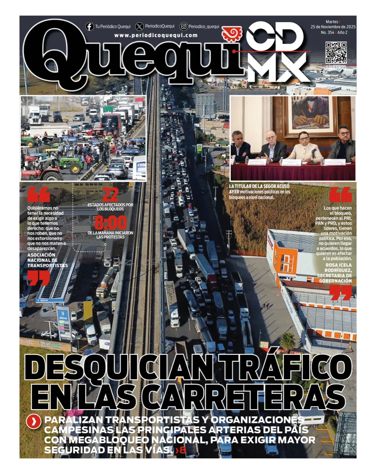 Portada de Quequi CDMX del martes, 25 de noviembre de 2025