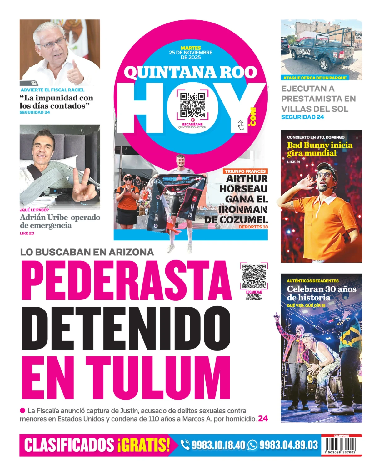 Portada de Quintana Roo Hoy (contraportada)