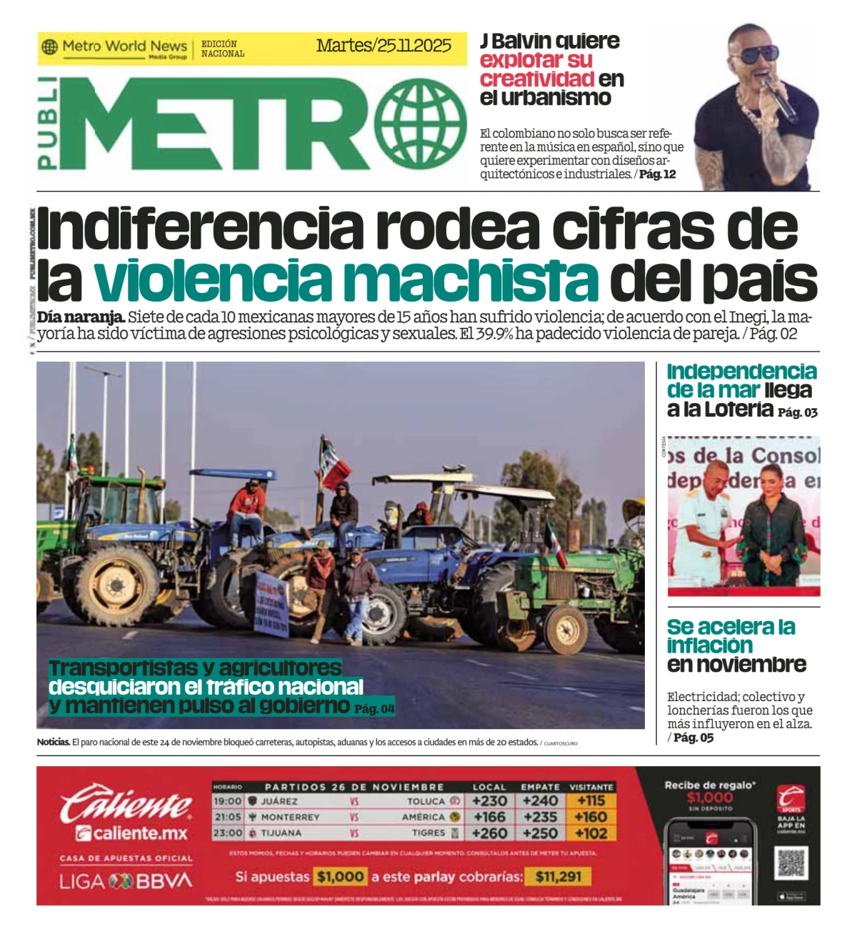 Portada de Publimetro Nacional del 2025-11-25
