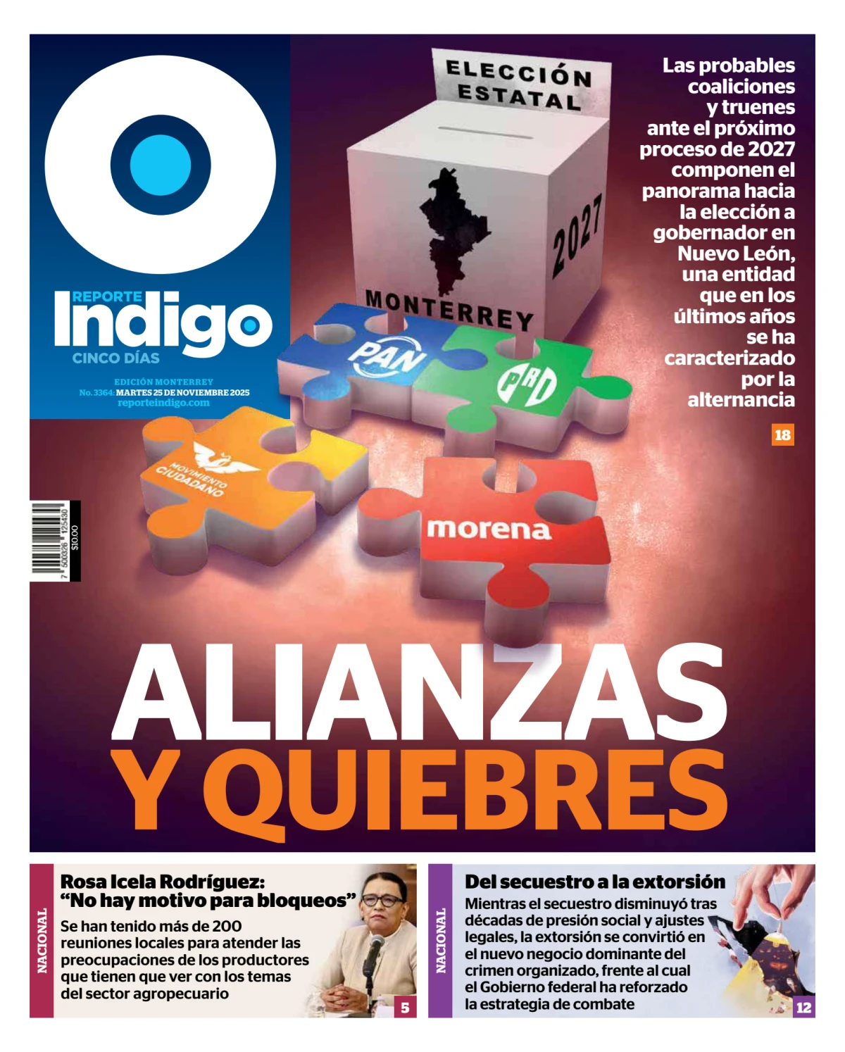 Portada de Reporte Indigo Monterrey del martes, 25 de noviembre de 2025