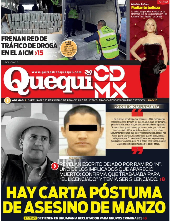 Portada de Quequi CDMX (contraportada) del viernes, 21 de noviembre de 2025