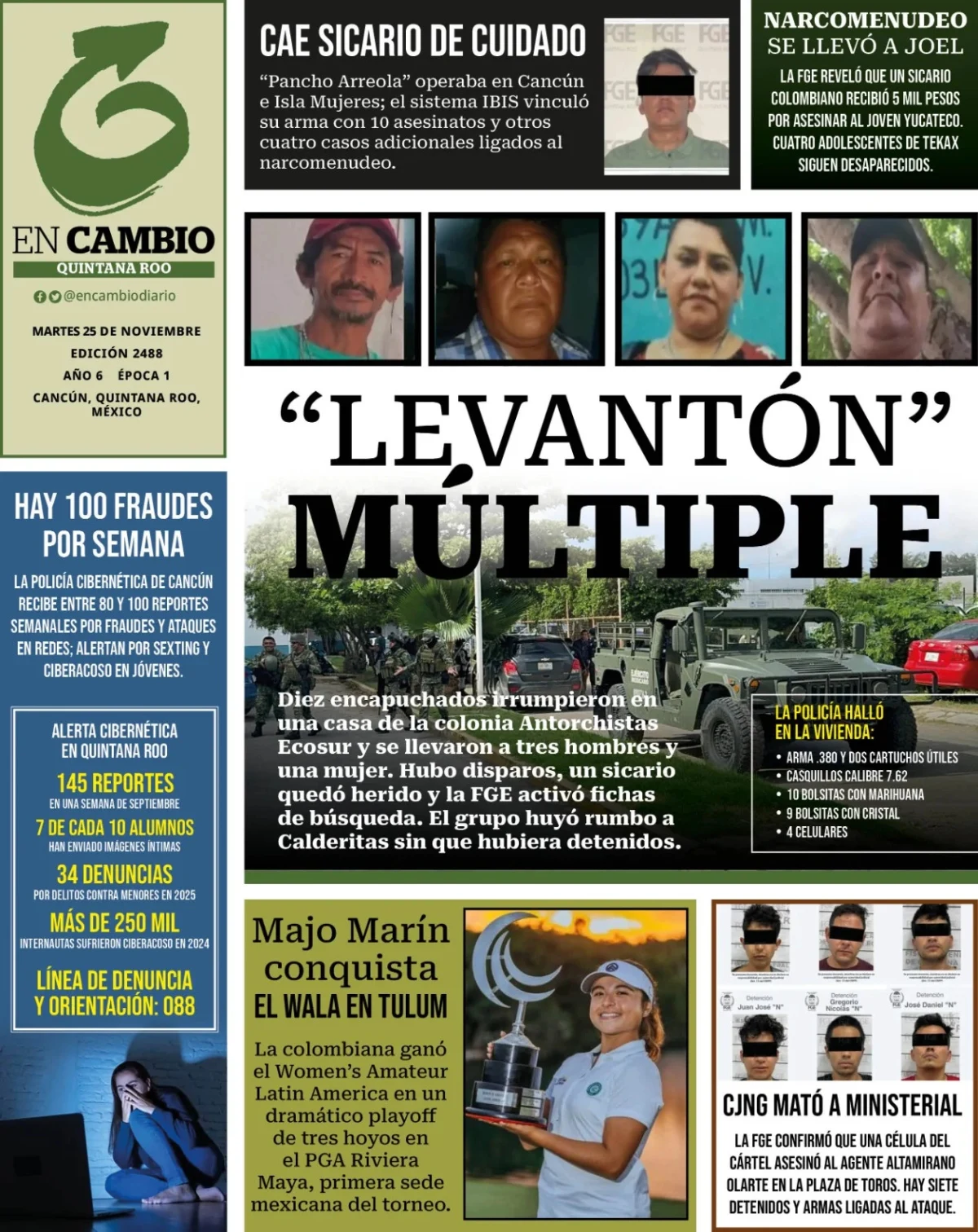 Portada de En Cambio - Quintana Roo (contraportada) del martes, 25 de noviembre de 2025