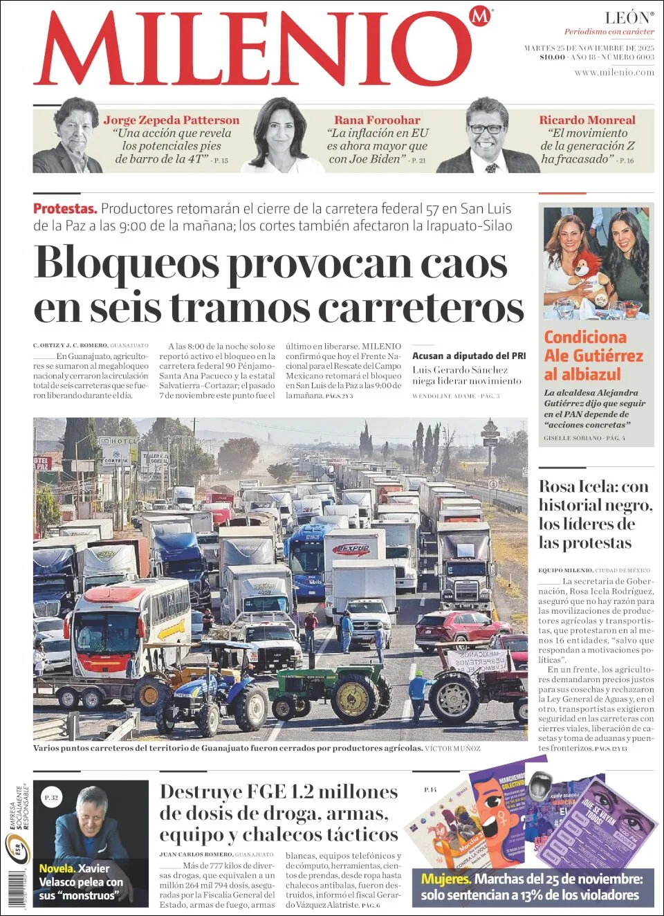 Portada de Milenio Leon del martes, 25 de noviembre de 2025