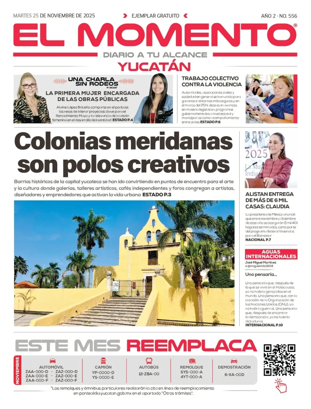 Portada de El Momento Yucatan del martes, 25 de noviembre de 2025