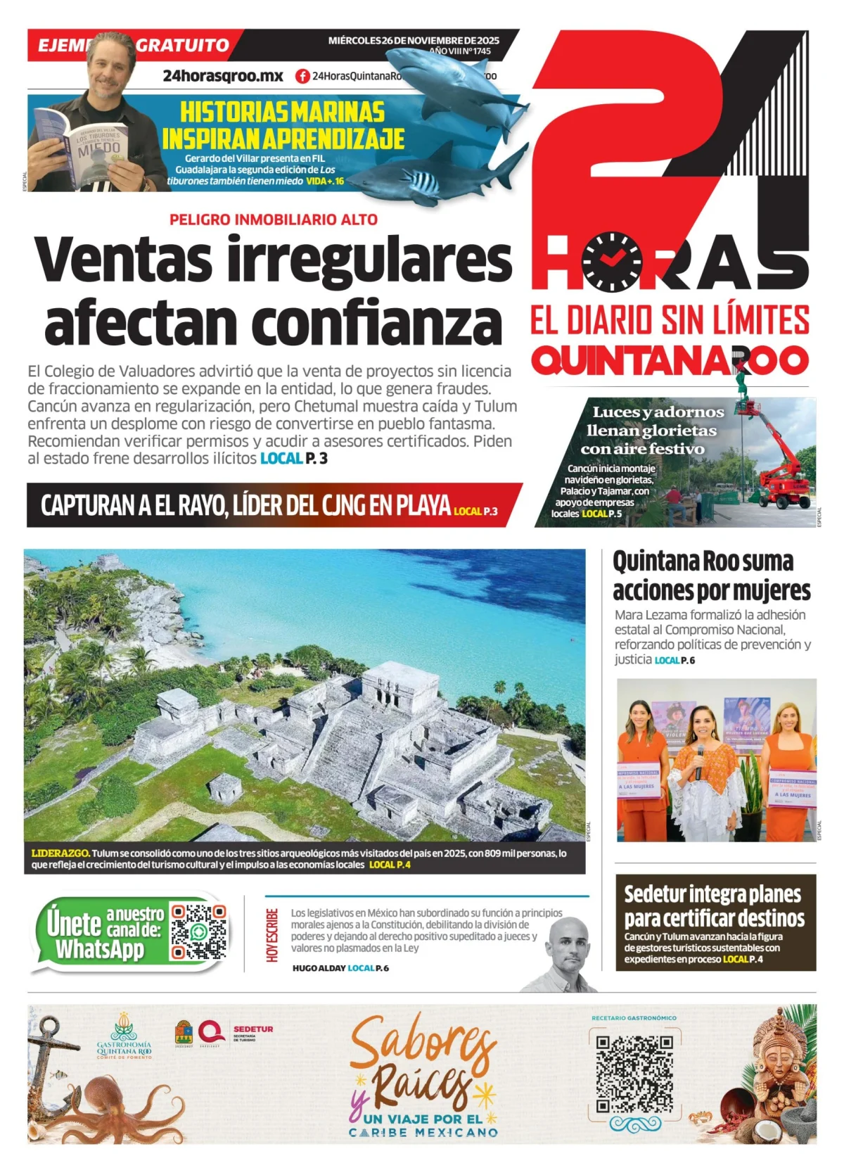 Portada de 24 Horas Quintana Roo