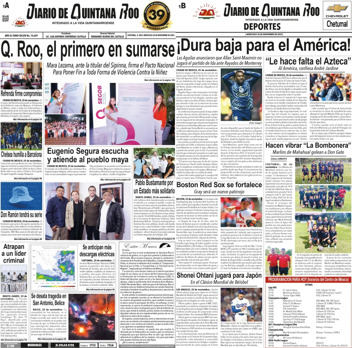 Portada de Diario de Quintana Roo (portada)