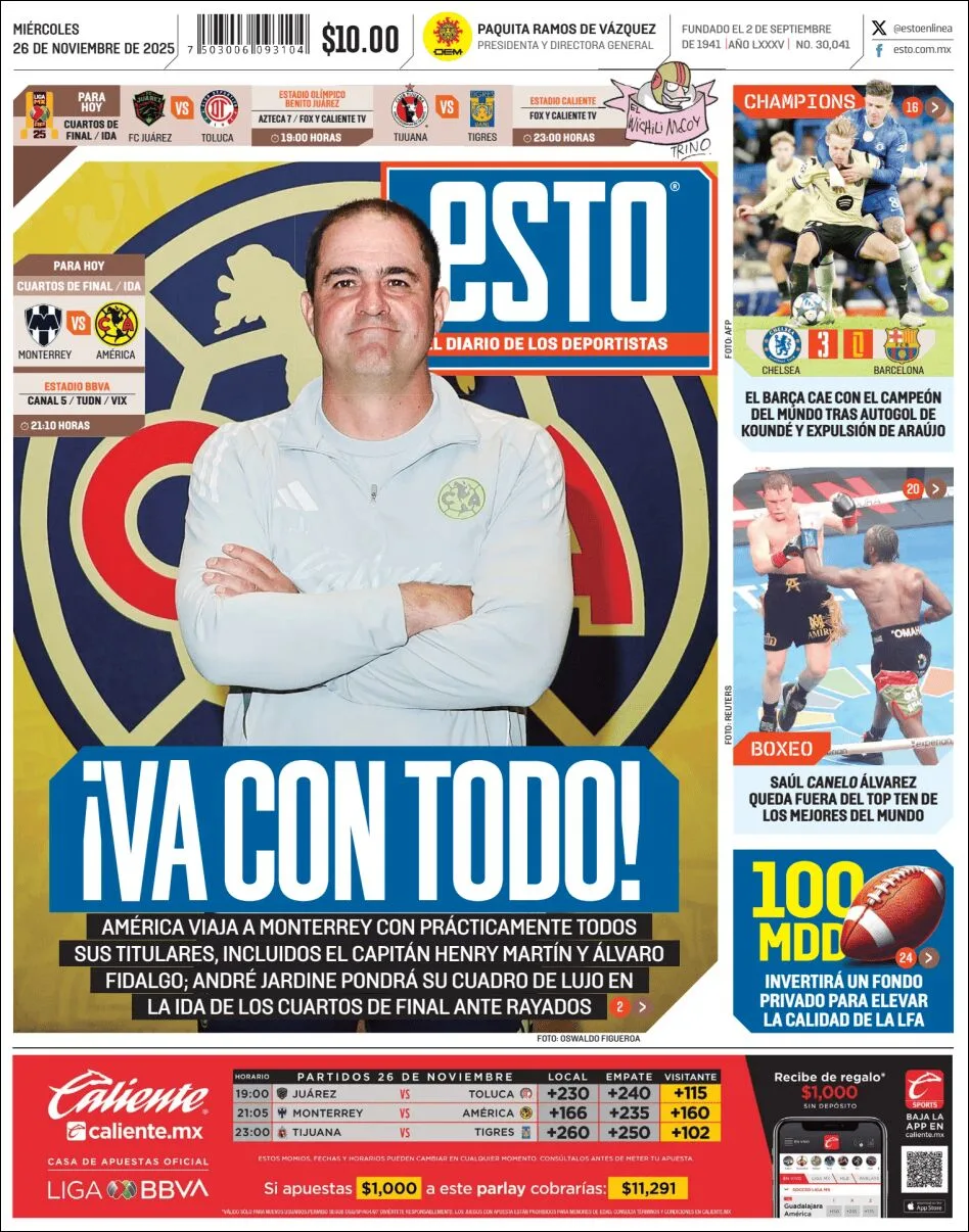 Portada de Esto del miércoles, 26 de noviembre de 2025