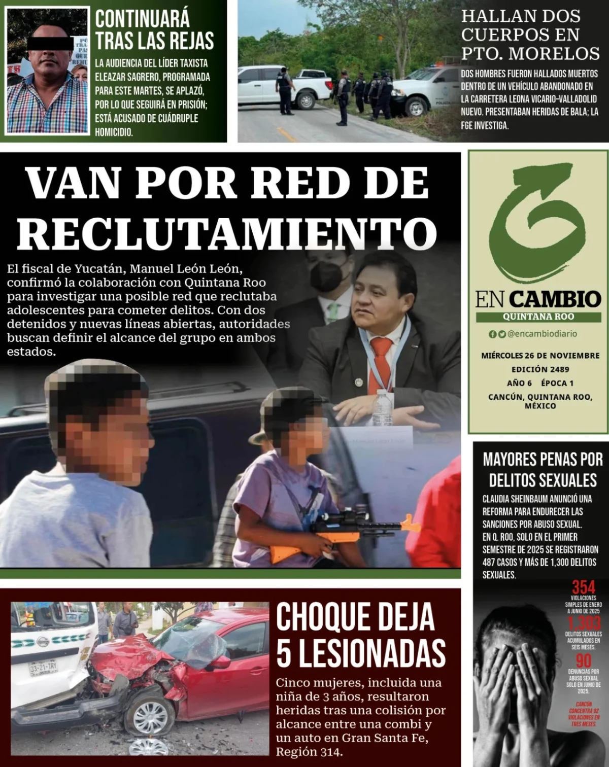 Portada de En Cambio - Quintana Roo (contraportada) del miércoles, 26 de noviembre de 2025