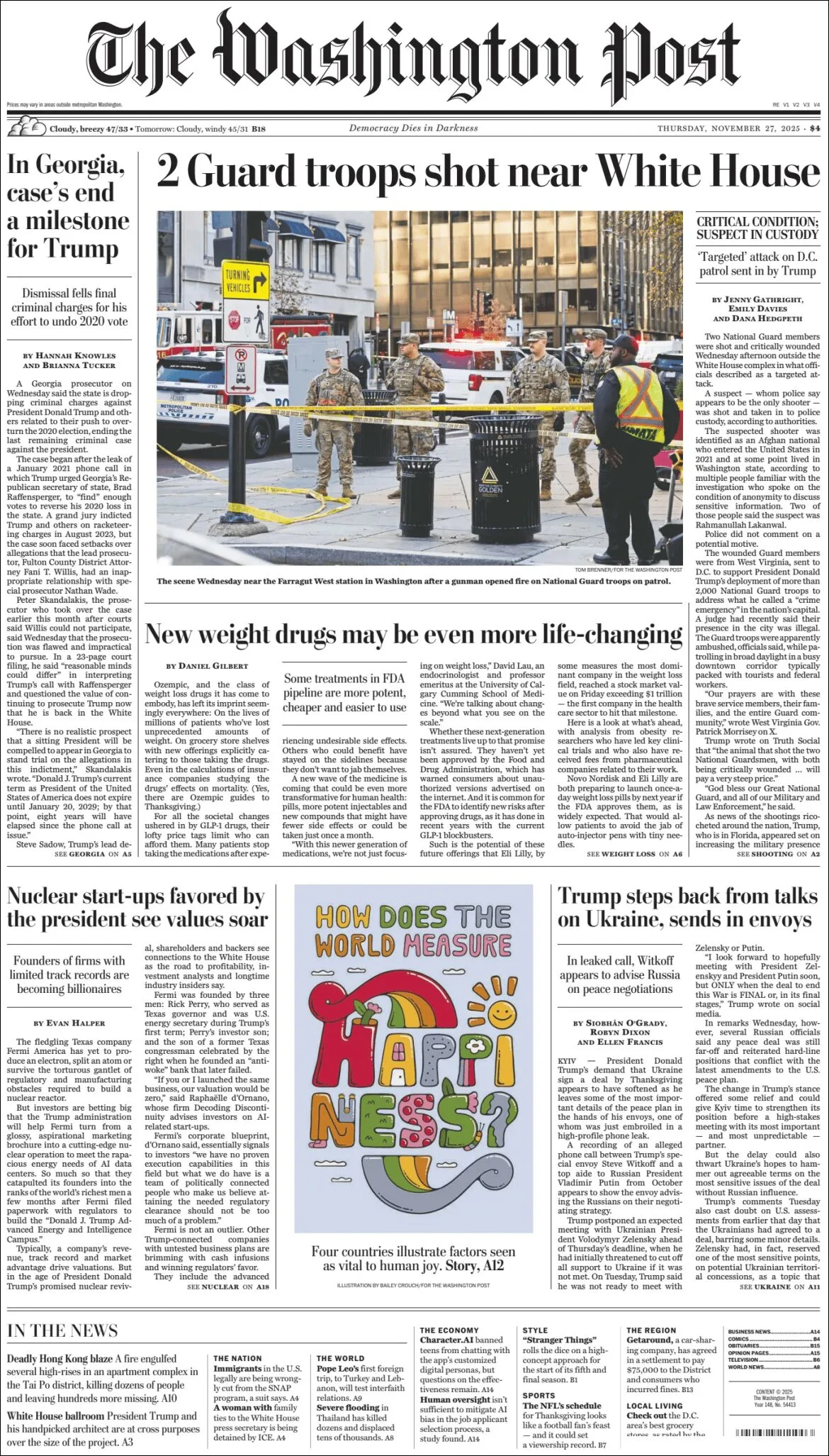 Portada de The Washington Post del jueves, 27 de noviembre de 2025