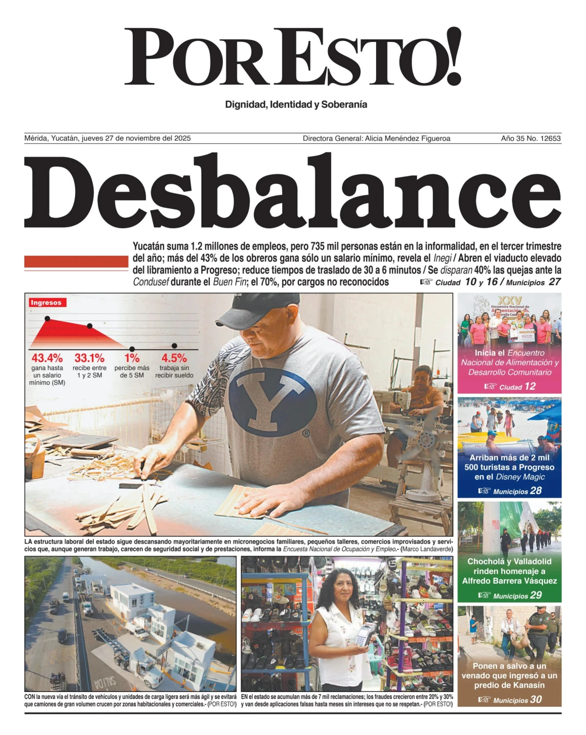 Portada de Por Esto (merida, Yucatan) del jueves, 27 de noviembre de 2025