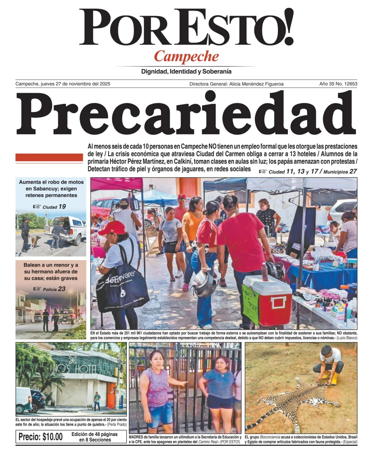 Portada de Por Esto (campeche) del jueves, 27 de noviembre de 2025