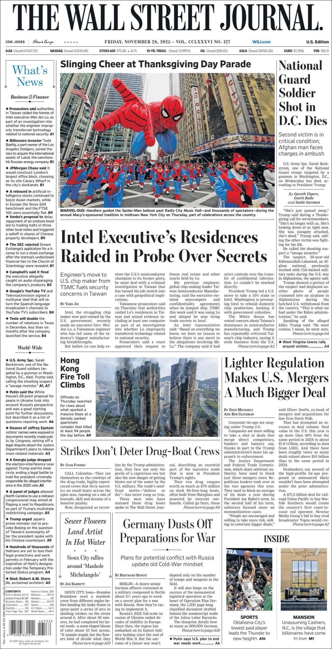 Portada de The Wall Street Journal