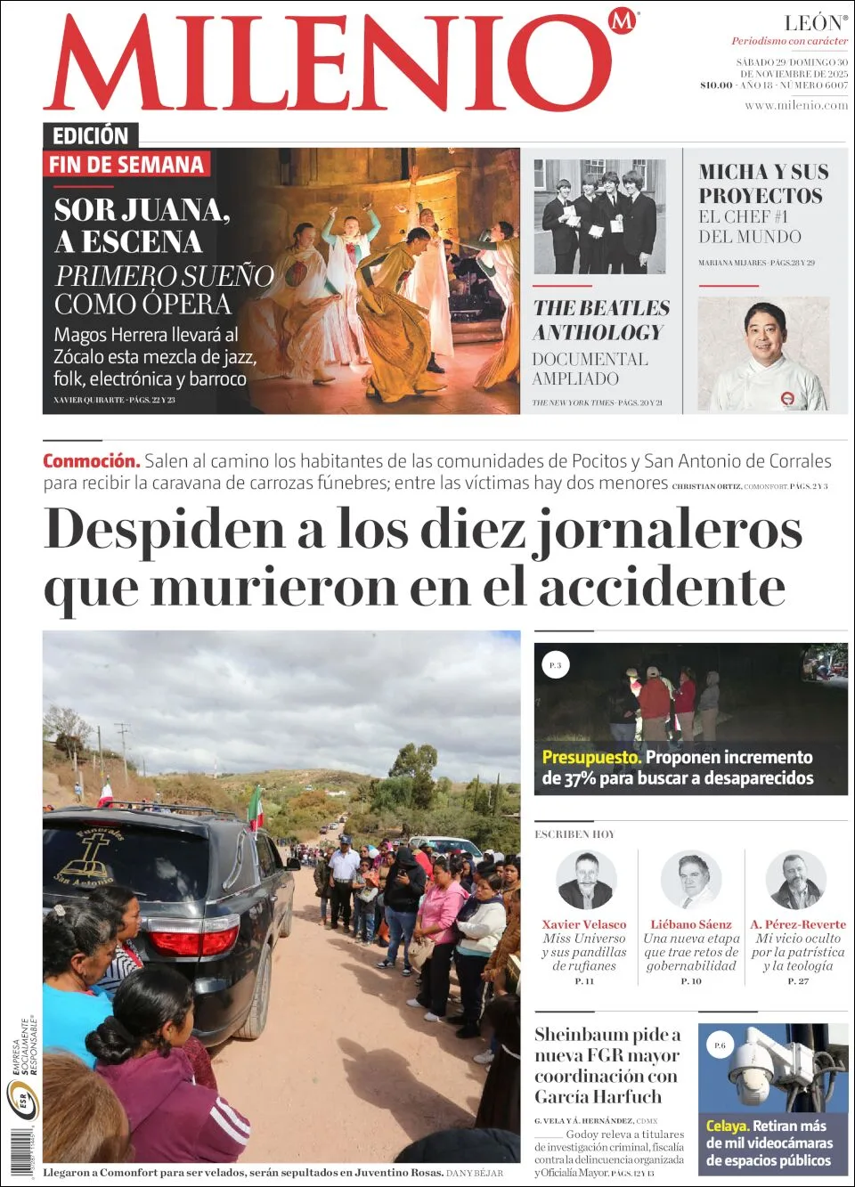 Portada de Milenio Leon del sábado, 29 de noviembre de 2025