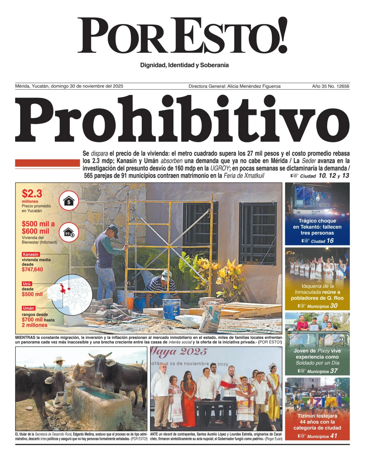Portada de Por Esto (merida, Yucatan) del domingo, 30 de noviembre de 2025