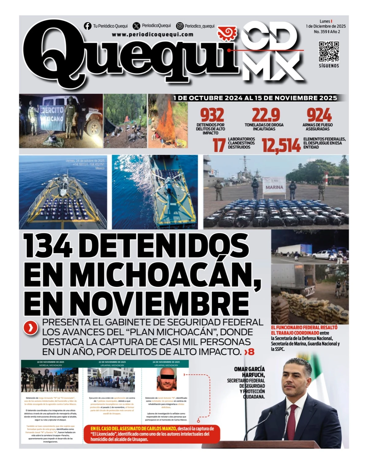 Portada de Quequi CDMX del lunes, 1 de diciembre de 2025