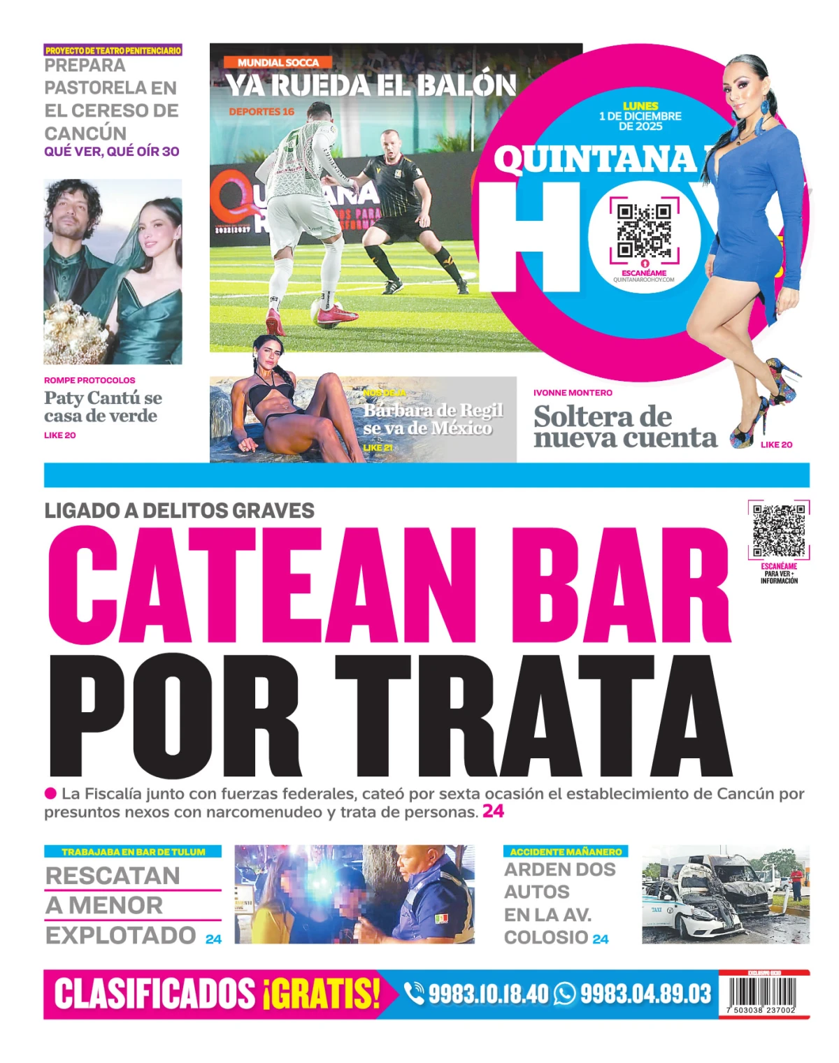 Portada de Quintana Roo Hoy (contraportada)