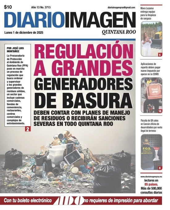 Portada de Diario Imagen Quintana Roo del lunes, 1 de diciembre de 2025