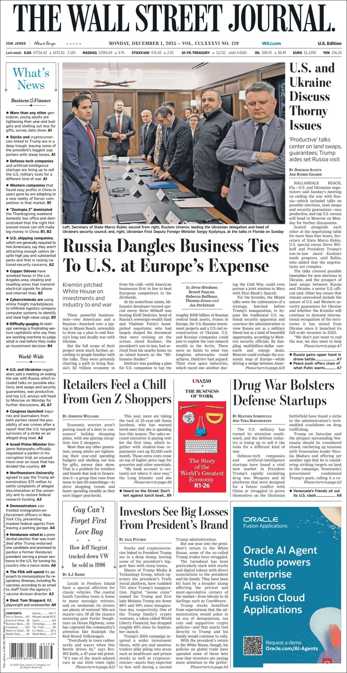 Portada de The Wall Street Journal