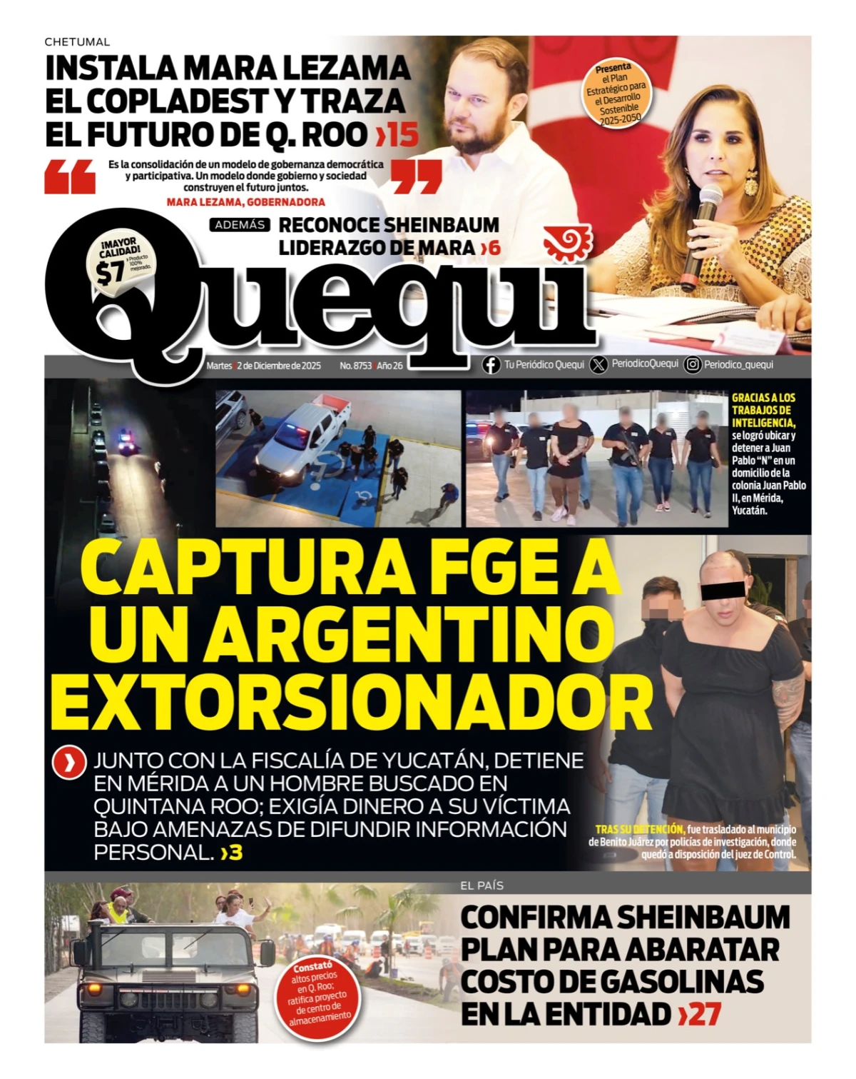 Portada de Quequi del martes, 2 de diciembre de 2025