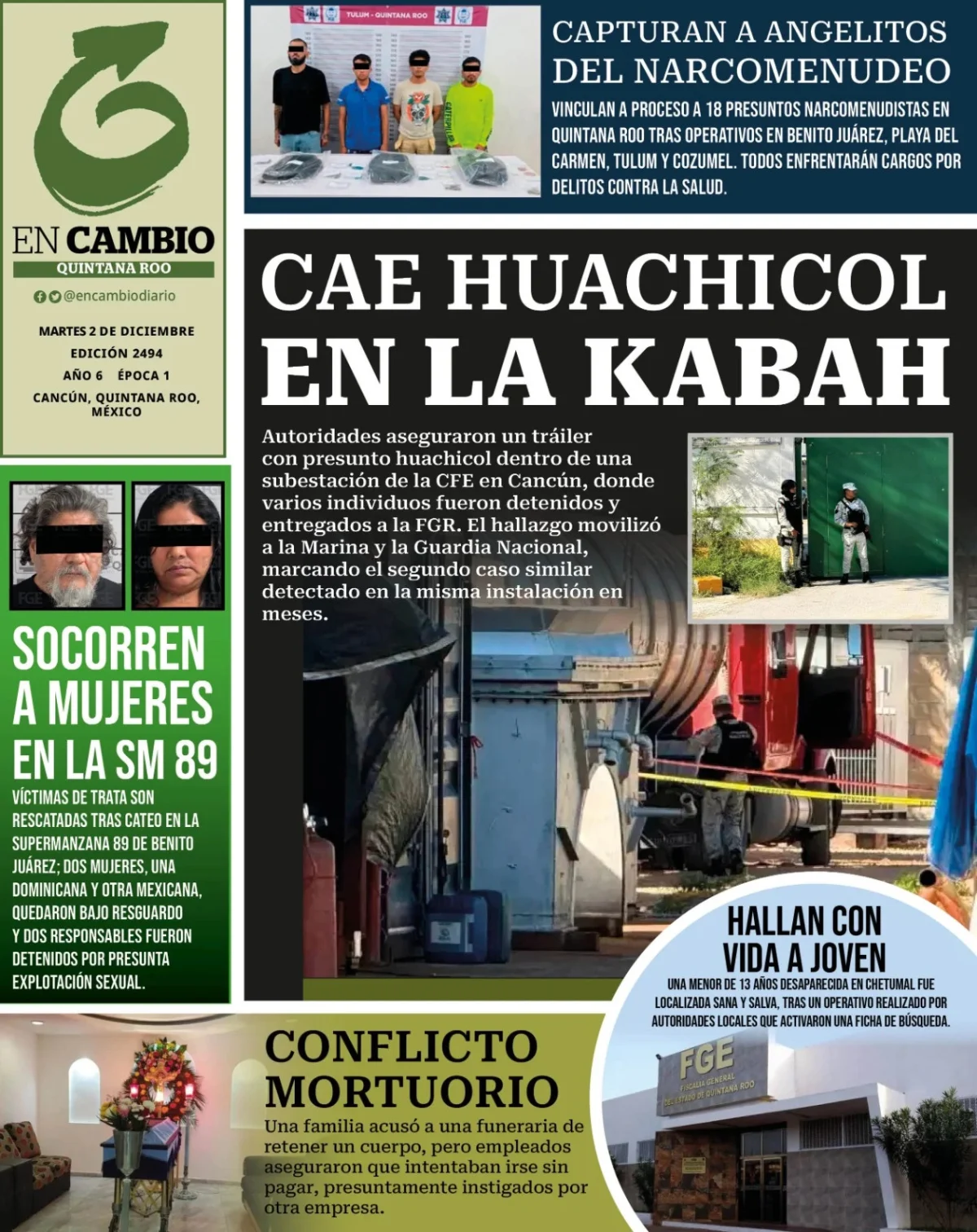 Portada de En Cambio - Quintana Roo (contraportada) del martes, 2 de diciembre de 2025